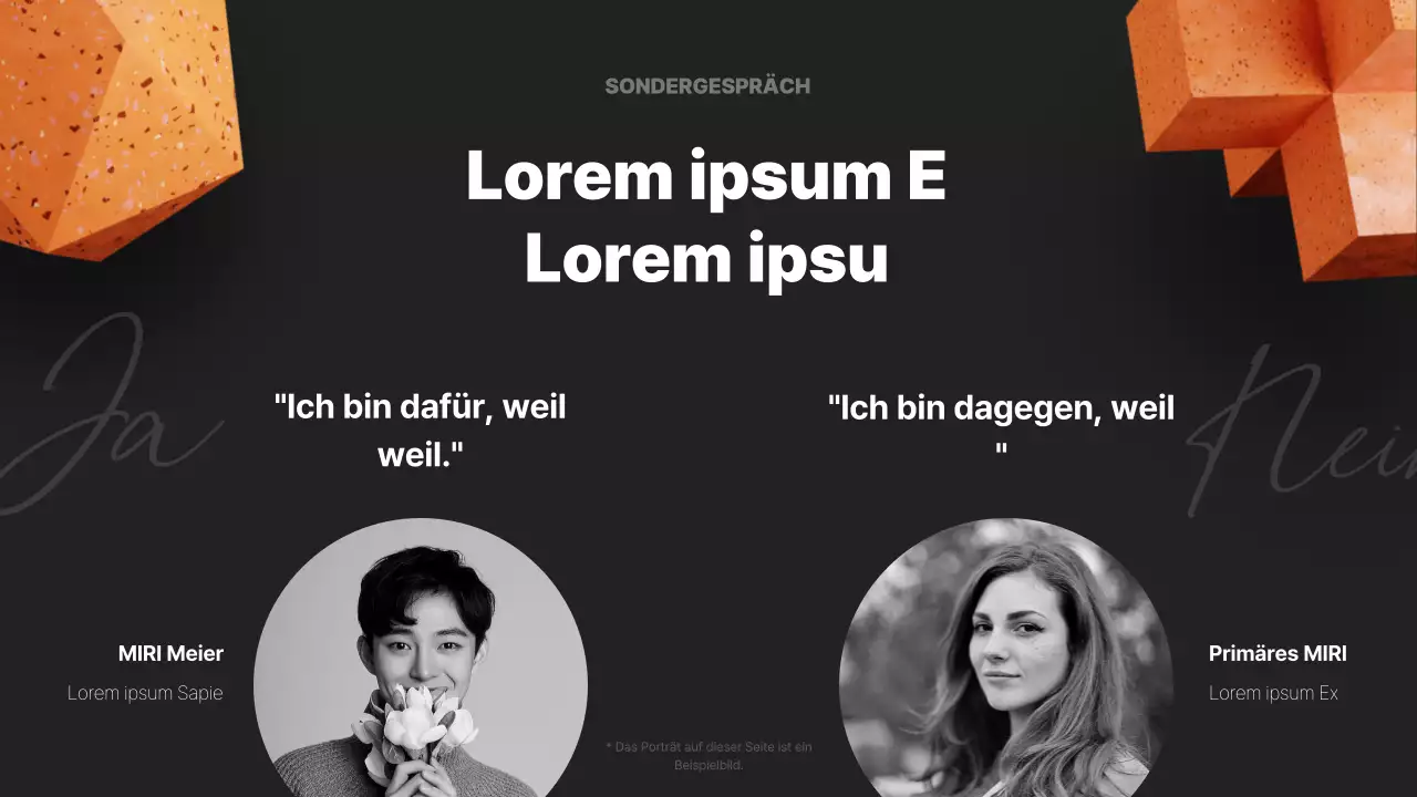 Ein moderner Konferenzprospekt in Schwarz und Orange