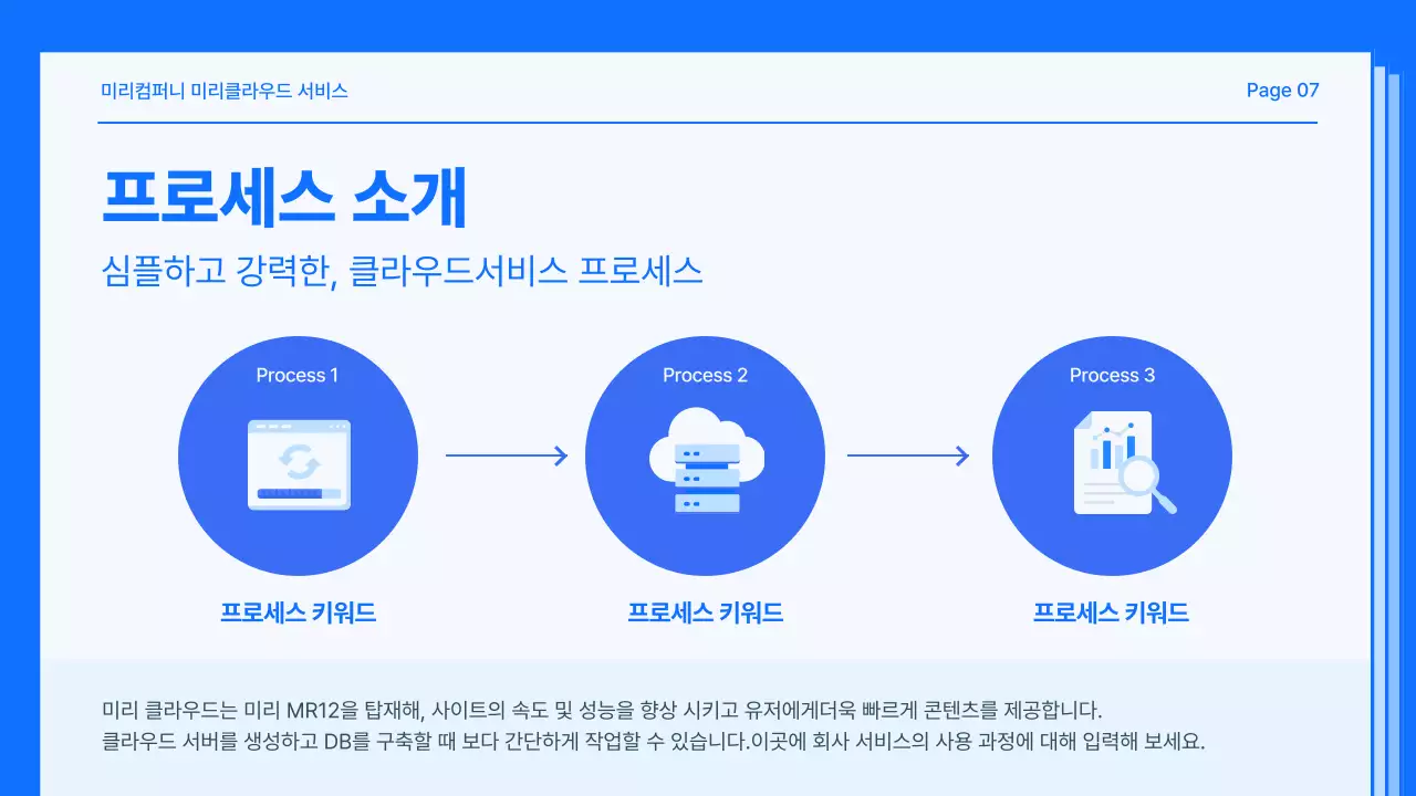 파랑과 흰색의 심플한 서비스 소개 제안서