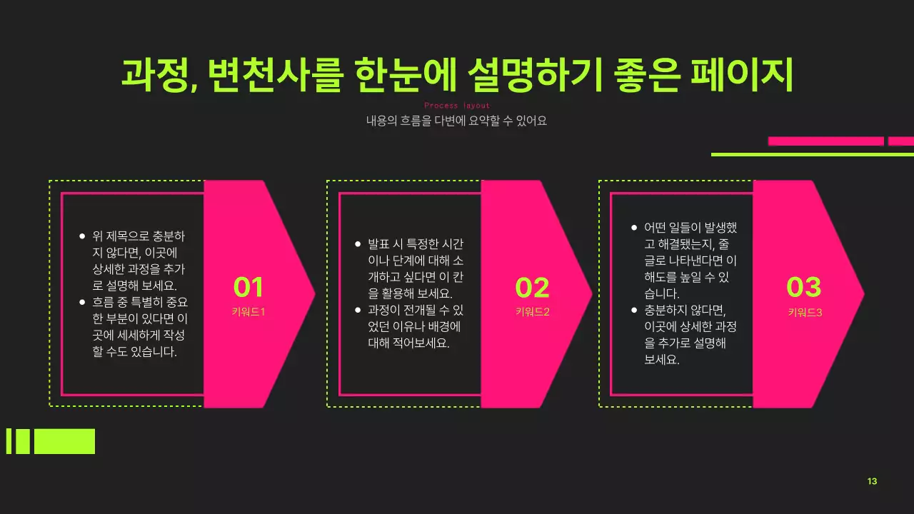 네온색의 트렌드한 프로젝트 소개서