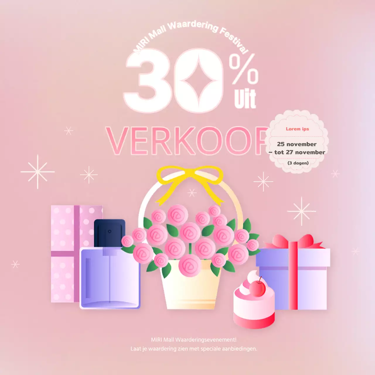 Kitscherige roze geschenkadvertentie