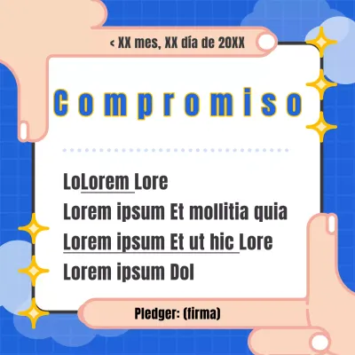 Promesa conceptual de mordaza azul y amarilla