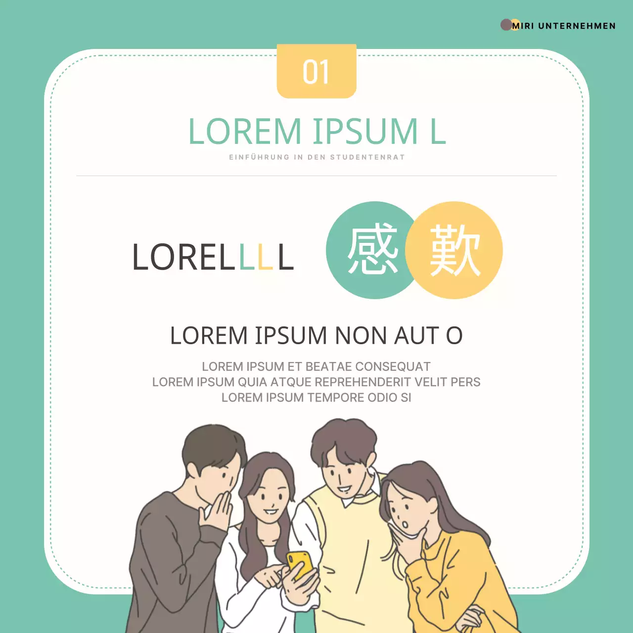 Förderung eines trendigen gelben und mintfarbenen Gelöbnisses der Studentenschaft