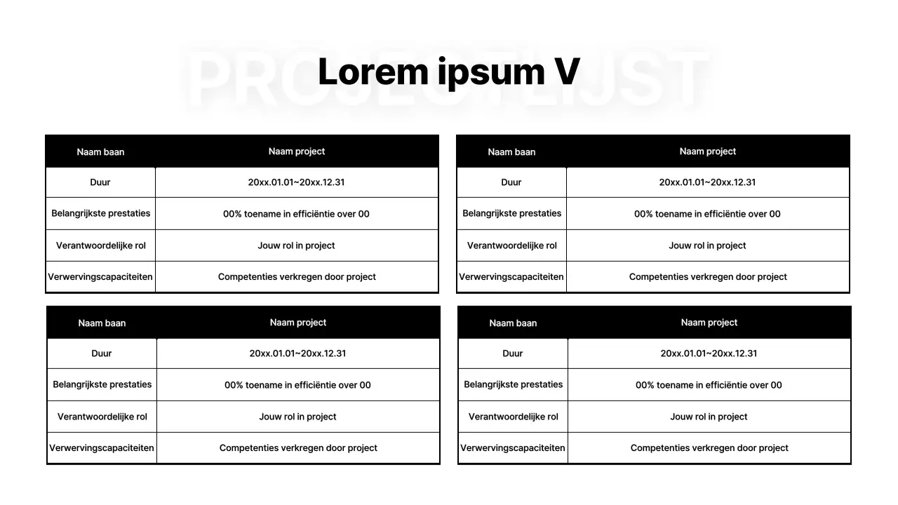 Eenvoudig CV-portfolio met witte achtergrond