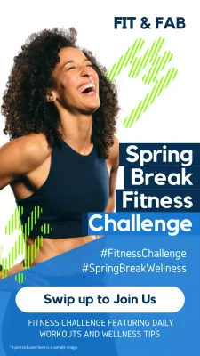 Blue and Neon Modern Spring Break Challenge Advertisement