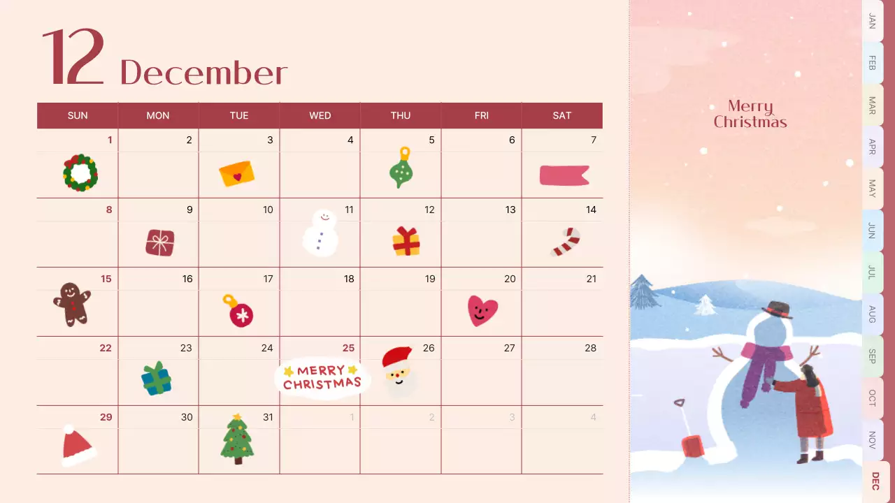 핑크색과 하늘색의 클래식한 스케줄 관리 캘린더