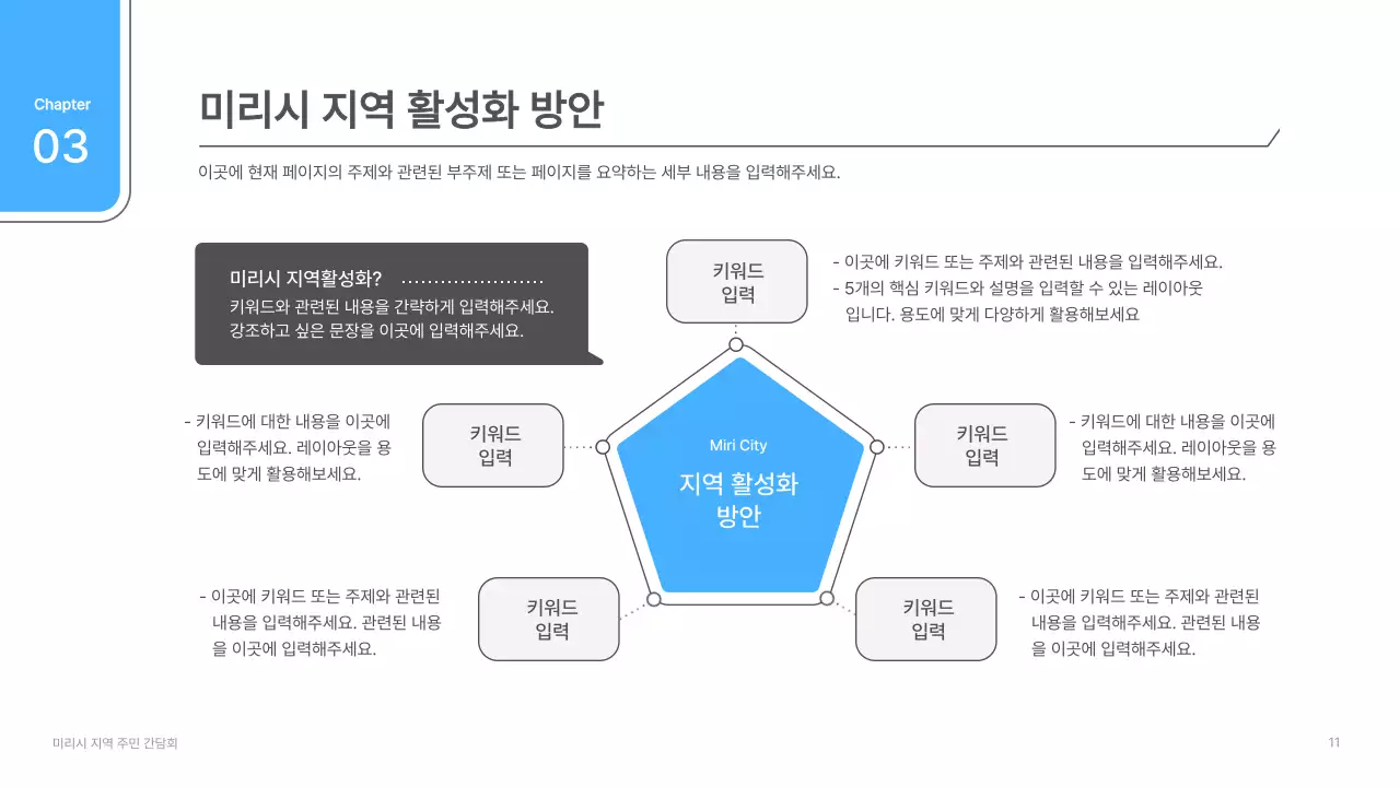 흰색과 하늘색의 심플한 간담회 발표자료