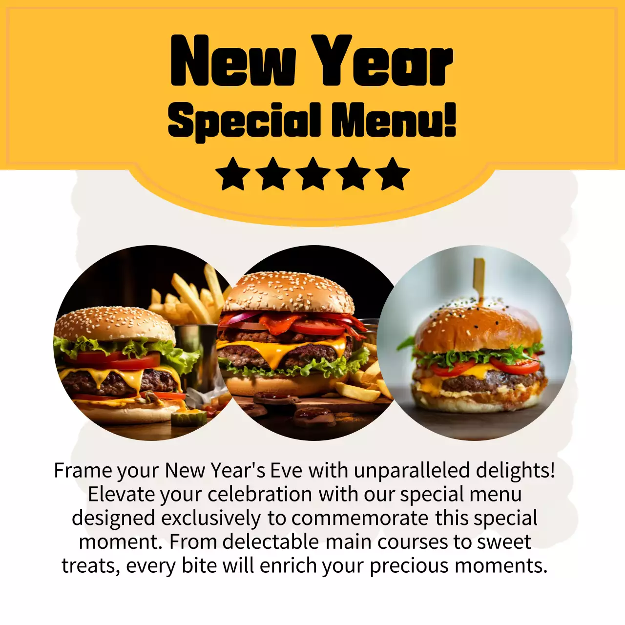 맛있는 음식을 위한 우아한 옐로우 특별 프로모션