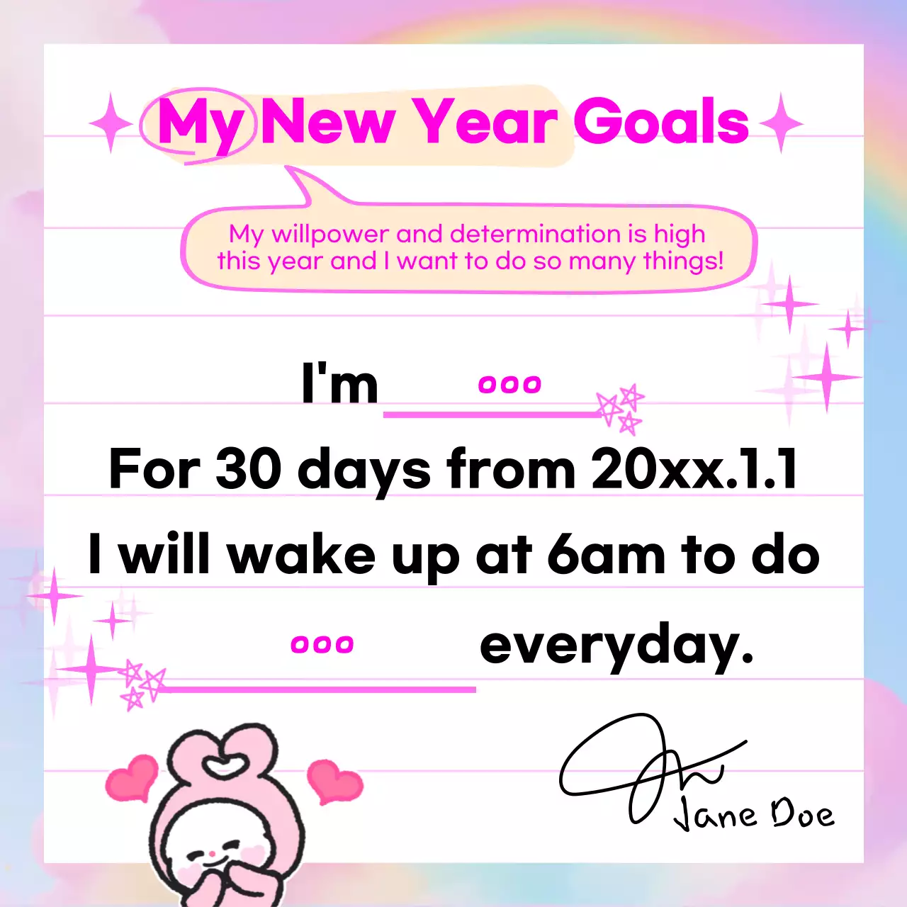 Pink Cute Goals Planner Social Media Post