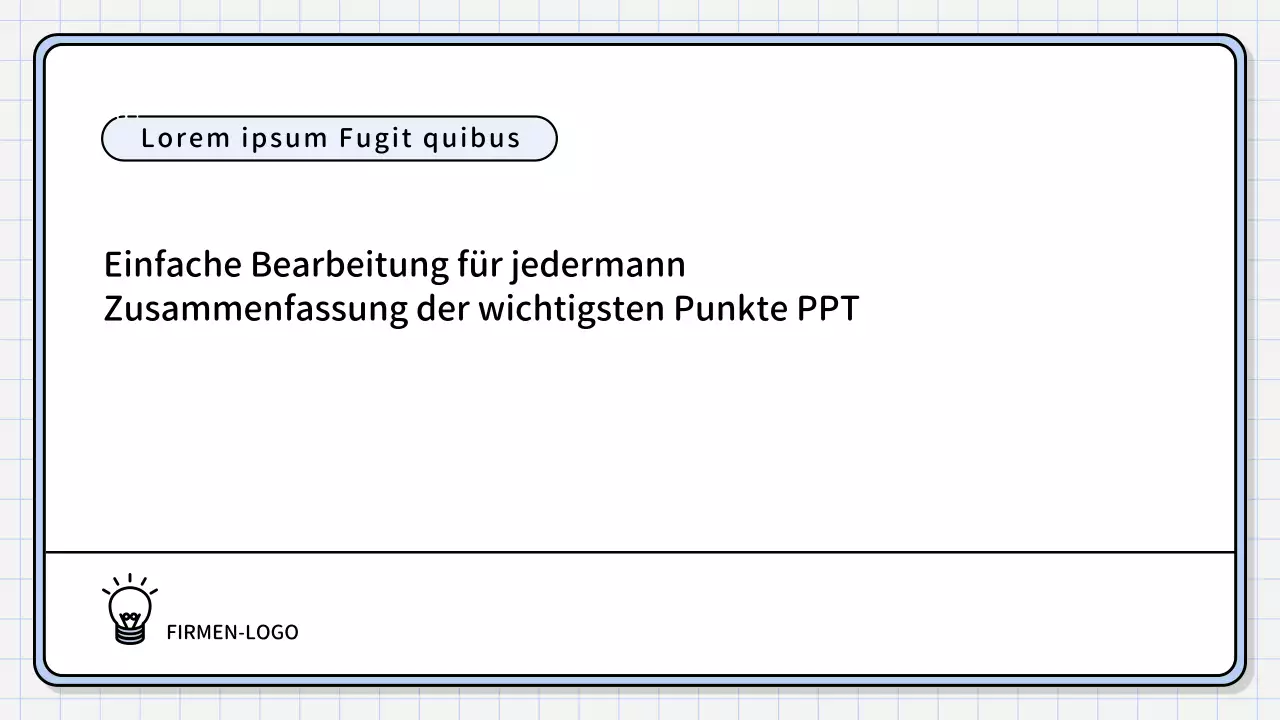 Ein einfacher, hellblauer zusammenfassender Bericht