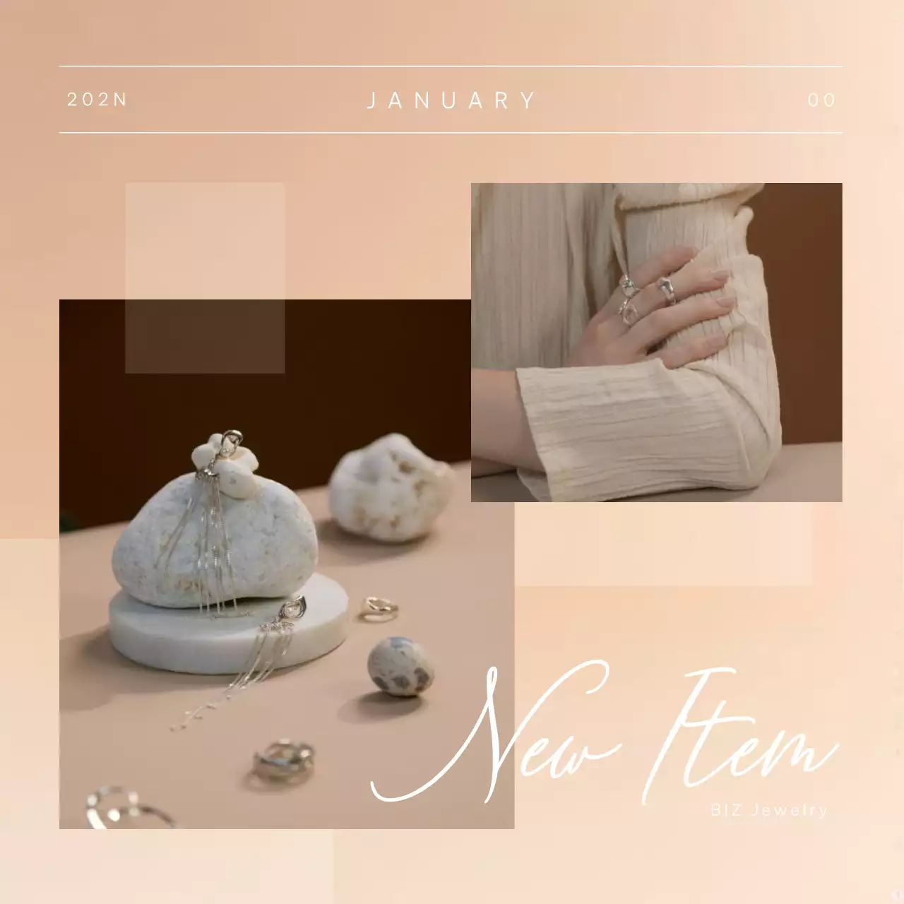 ベージュ シンプル ジュエリー ポスター Instagram投稿