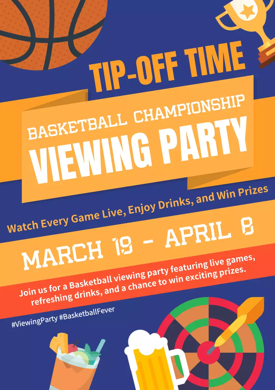 Blue Trendy Basketball Event Poster