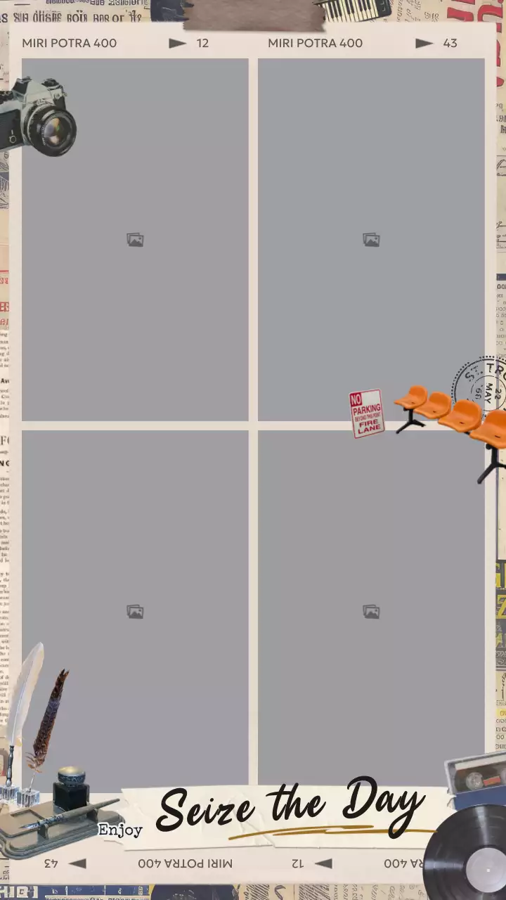 검정과 베이지색의 빈티지한 인생 네컷 프레임 게시글