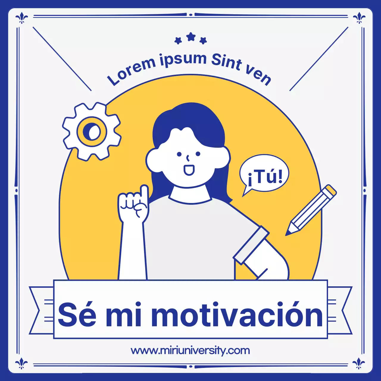 Folletos universitarios en amarillo y azul marino