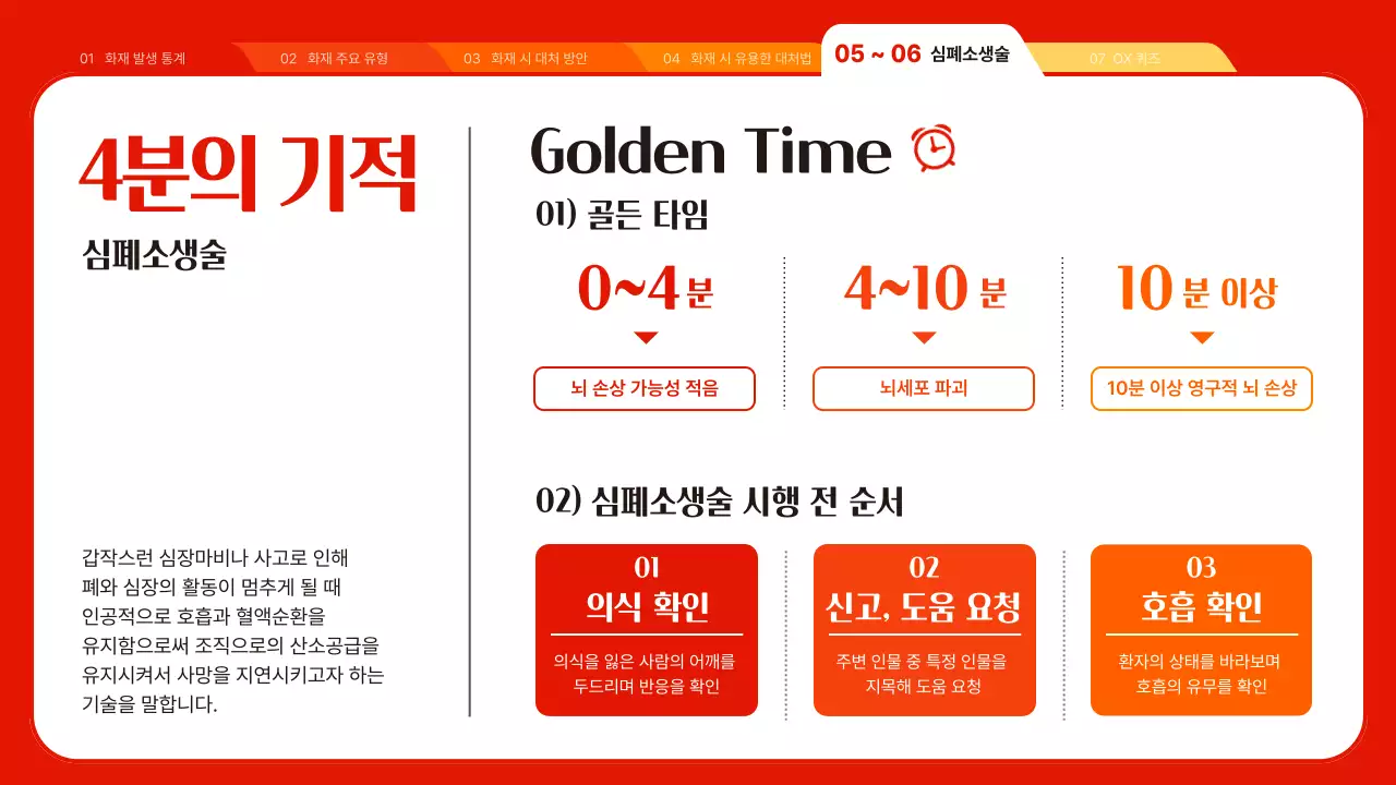 빨강과 주황색의 아기자기한 소방안전 교육자료