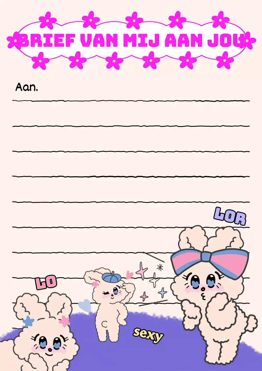 Kitscherig briefpapier tweet met roze achtergrond