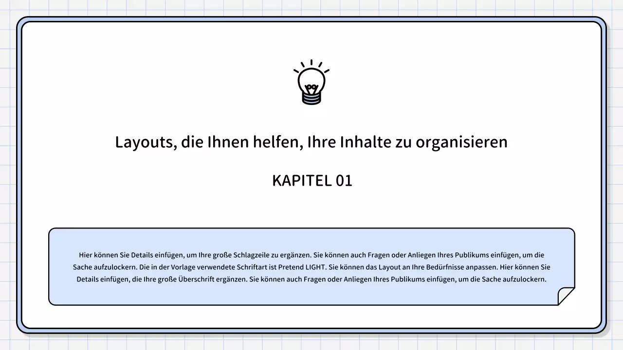 Ein einfacher, hellblauer zusammenfassender Bericht