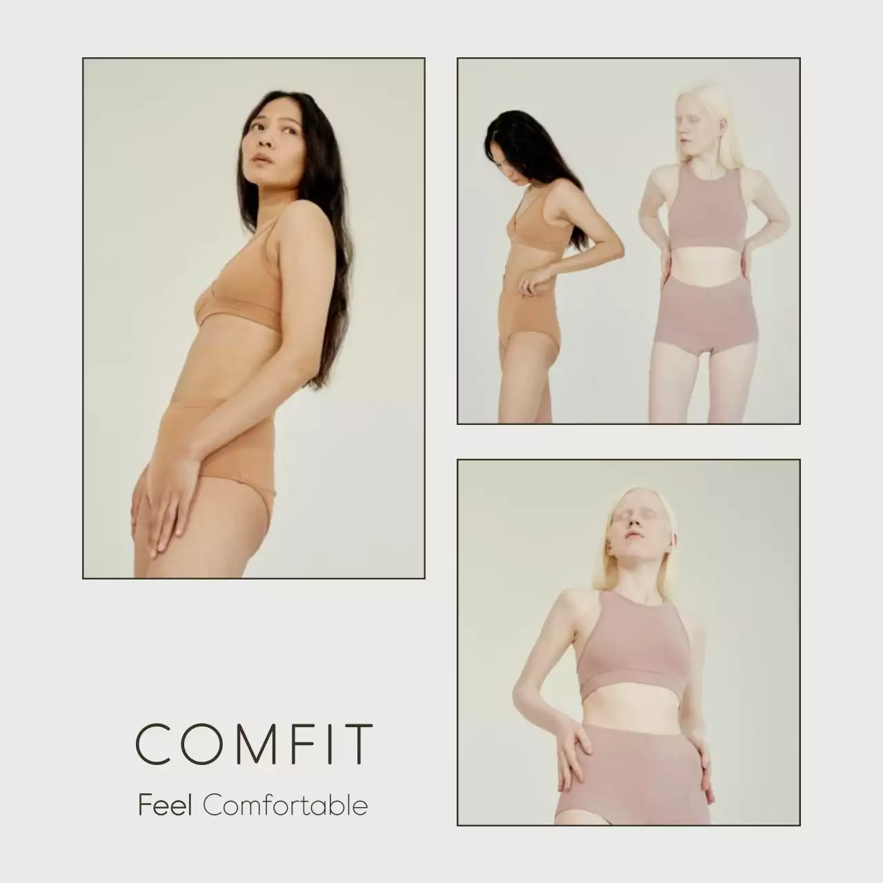 흰색과 연두의 심플한 속옷 광고