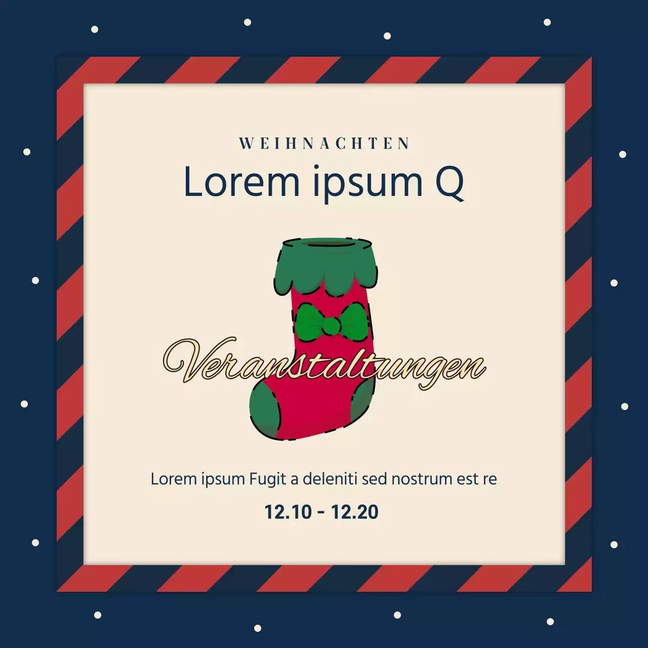 Werben Sie für eine marineblaue und rote Feiertagsveranstaltung