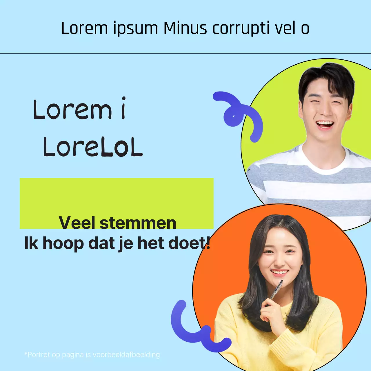 Een kitscherige verzameling van lichtblauwe en oranje beloftes promoten