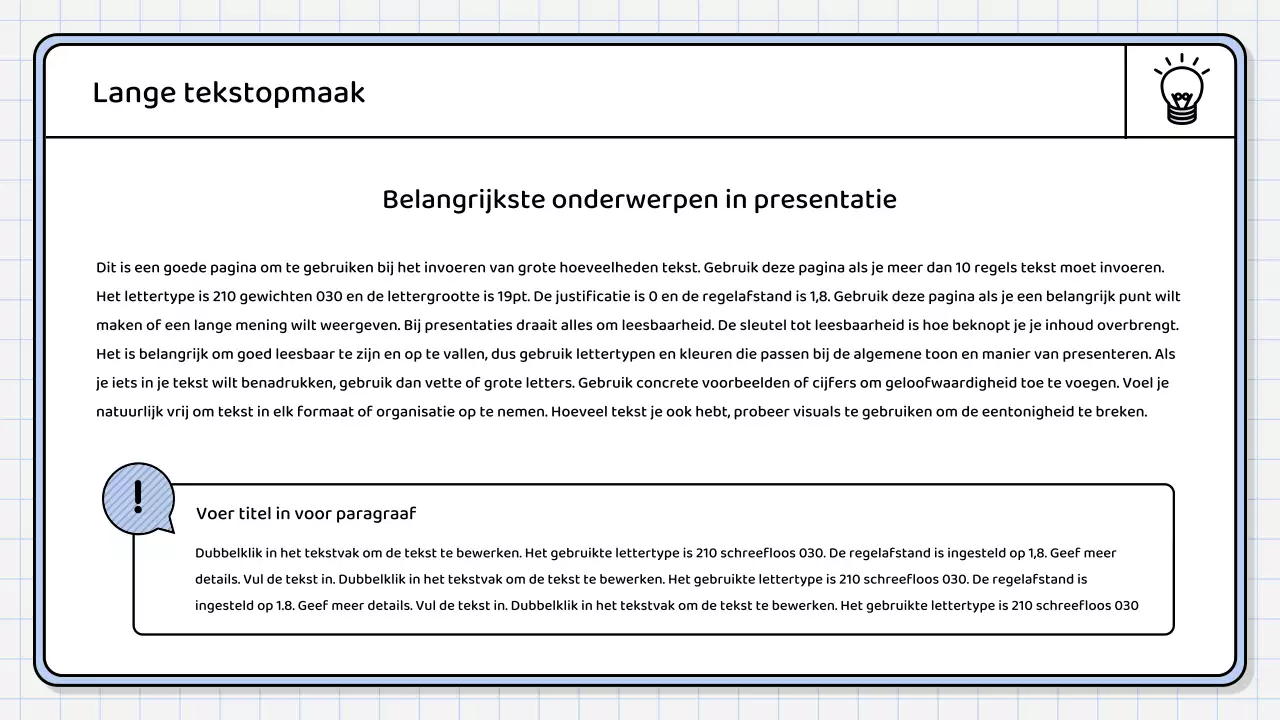 Een eenvoudig, lichtblauw samenvattend rapport