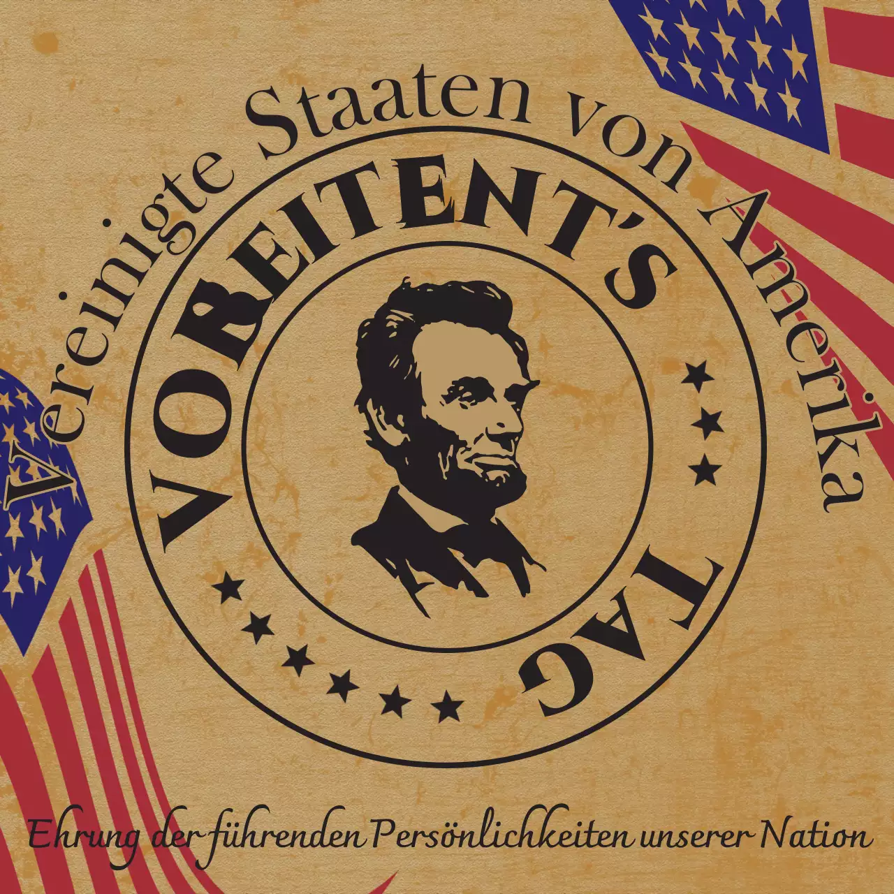 Beige, vintage presidents;day information