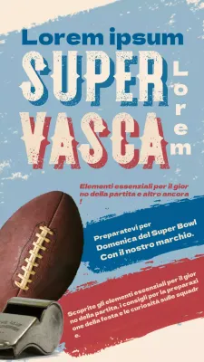 Pubblicità vintage del conto alla rovescia del Super Bowl in blu e rosso