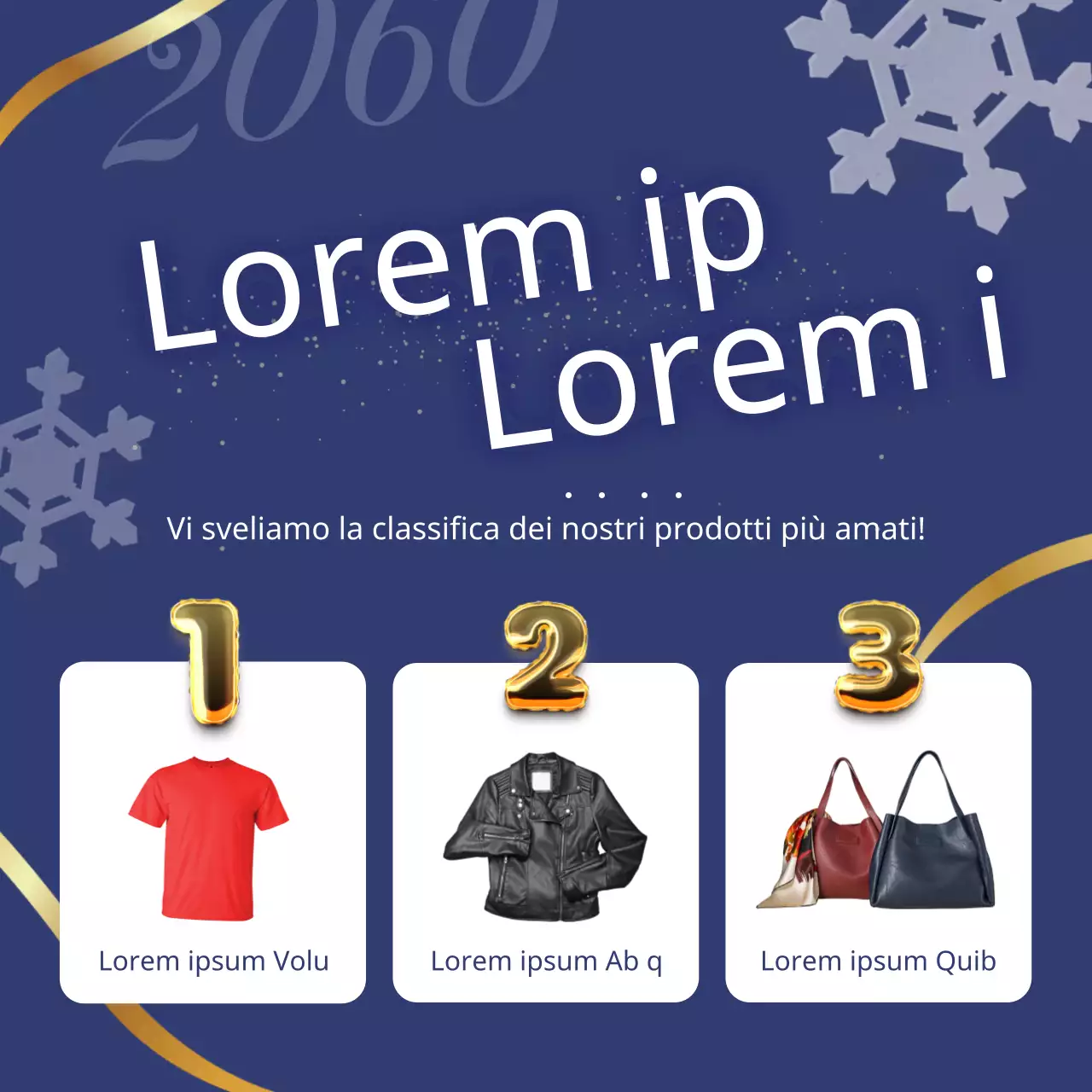 Un moderno annuncio di fine anno in blu navy