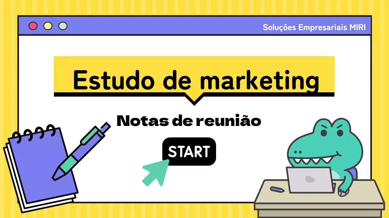 Relatório de notas de estudo de marketing da moda em amarelo e roxo