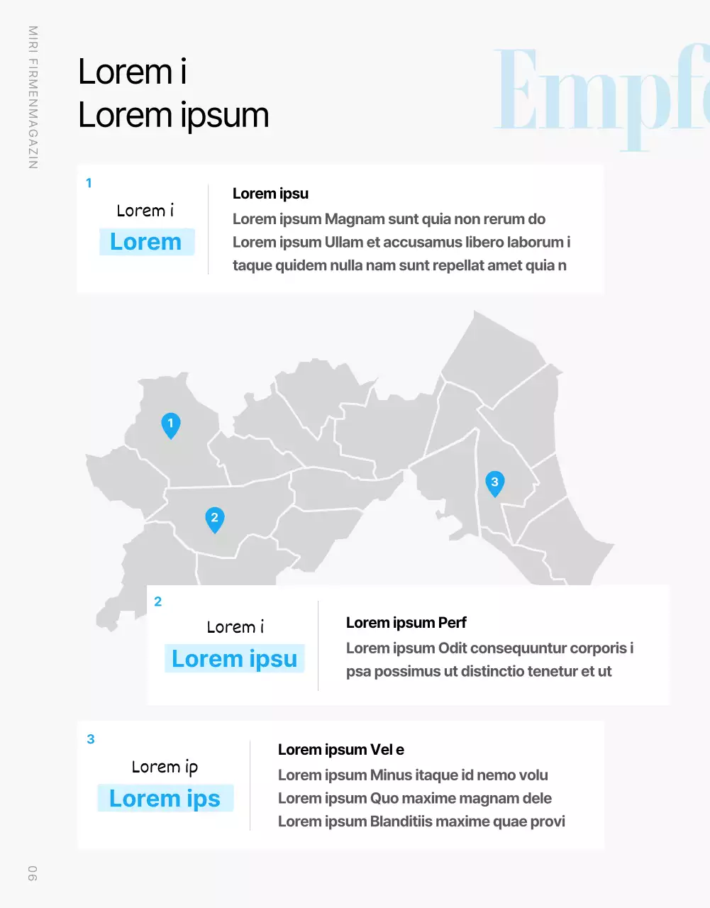 Moderne Unternehmenszeitschrift in Hellblau und Weiß