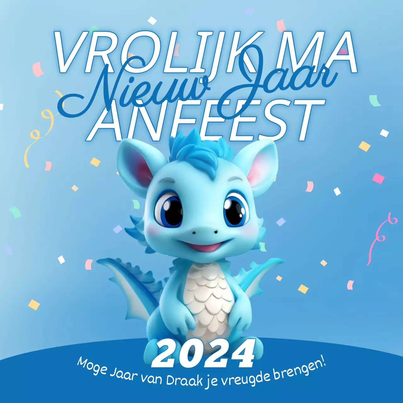 Trendy nieuwjaarsaankondigingen in lichtblauw