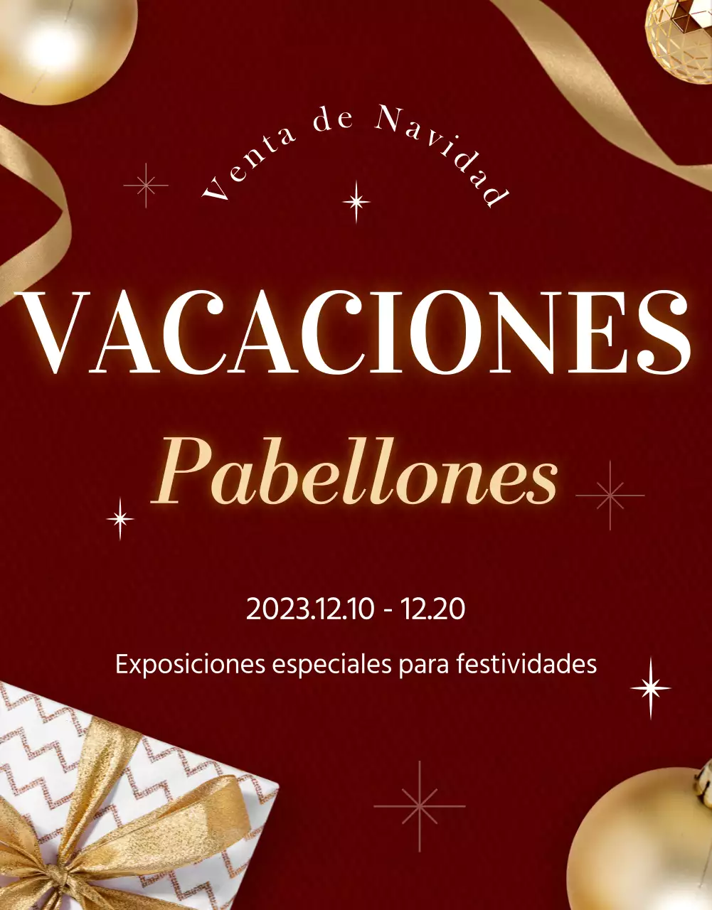 Promocione una lujosa venta navideña en rojo y amarillo