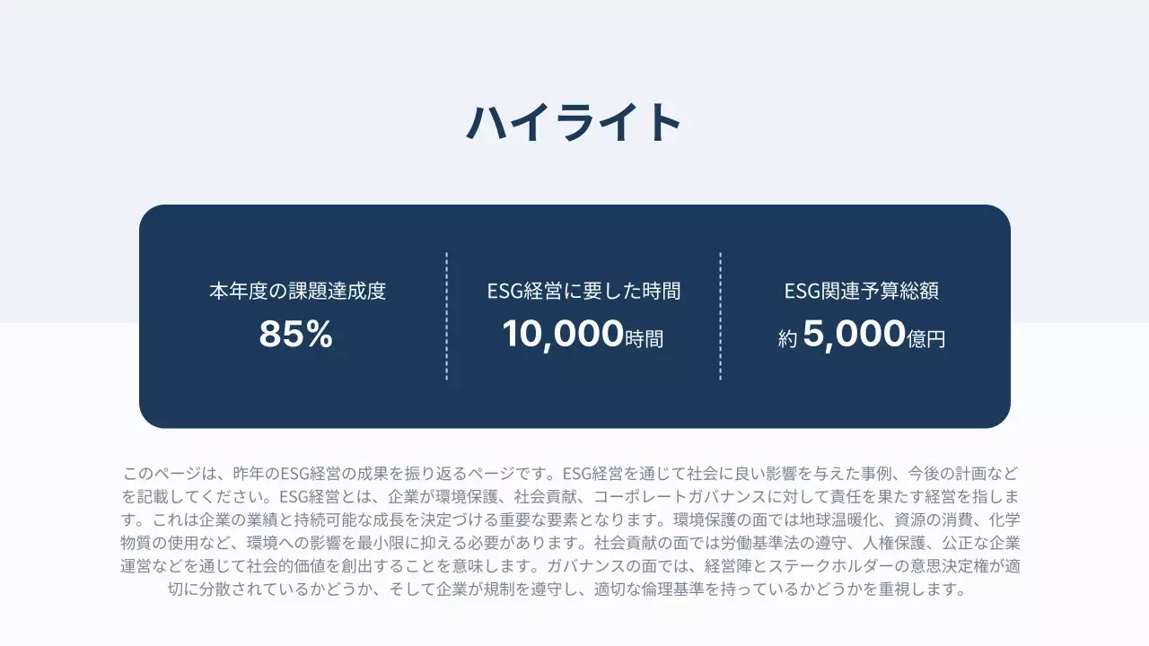 白 シンプル ESG 報告書 プレゼンテーション