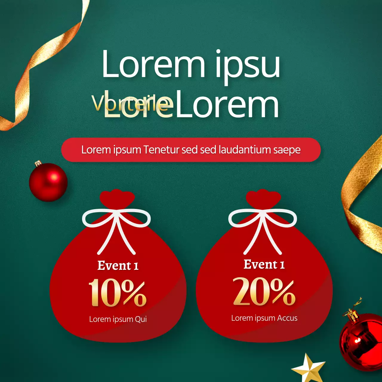 Werben Sie für ein luxuriöses, festliches Weihnachtsvorlagenpaket in Grün und Rot