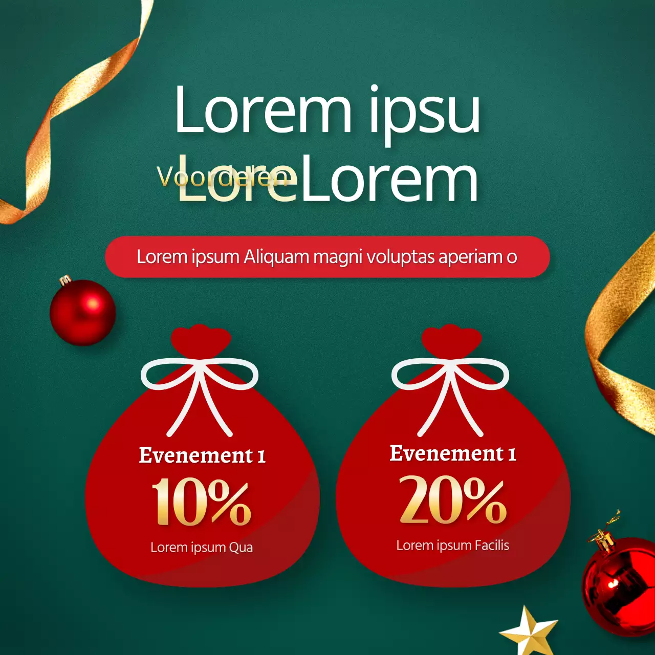 Maak reclame voor een luxe feestelijk kerstsjabloonpakket in groen en rood