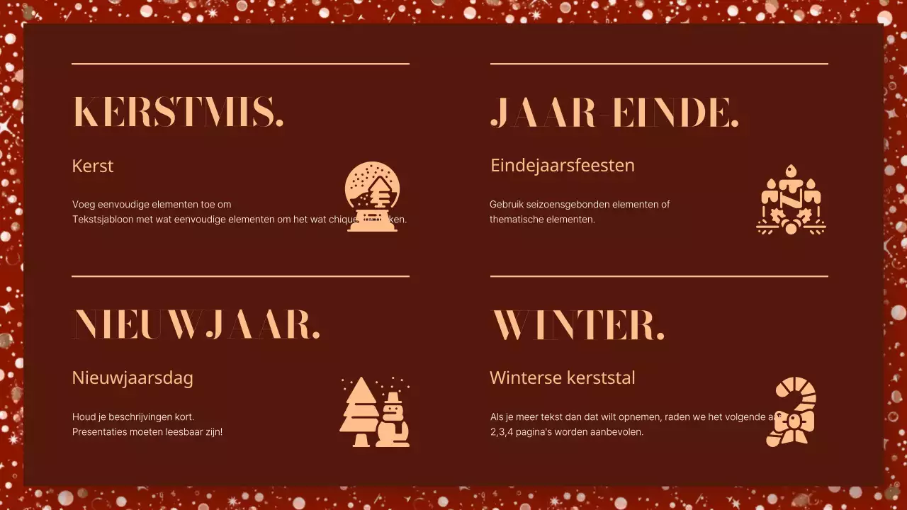 Een luxe kerstpresentatie in rood en bruin