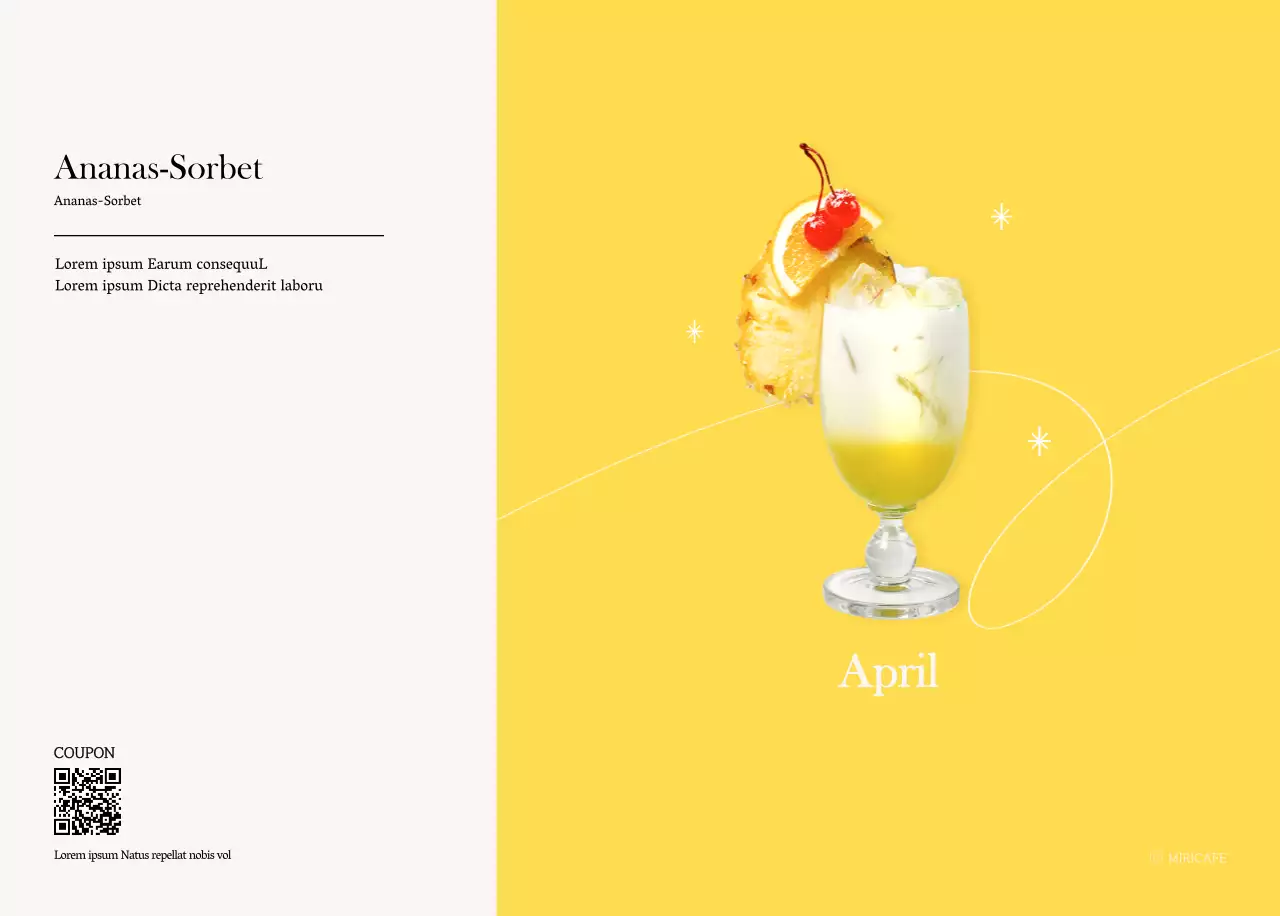 Cafe-Kalender mit Empfehlungen für das Getränk des Monats