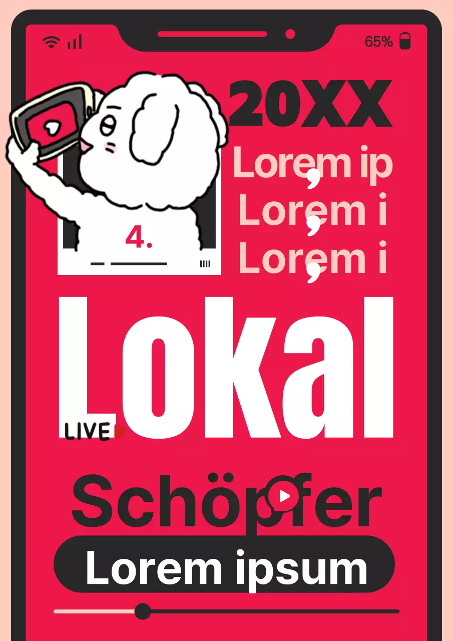 Einladung zu einer Schöpferpräsentation im Pop-Art-Stil mit rotem Hintergrund