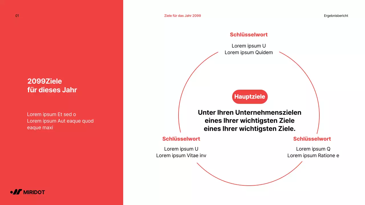 Einfacher Leistungsbericht zum Jahresende mit roten Akzenten