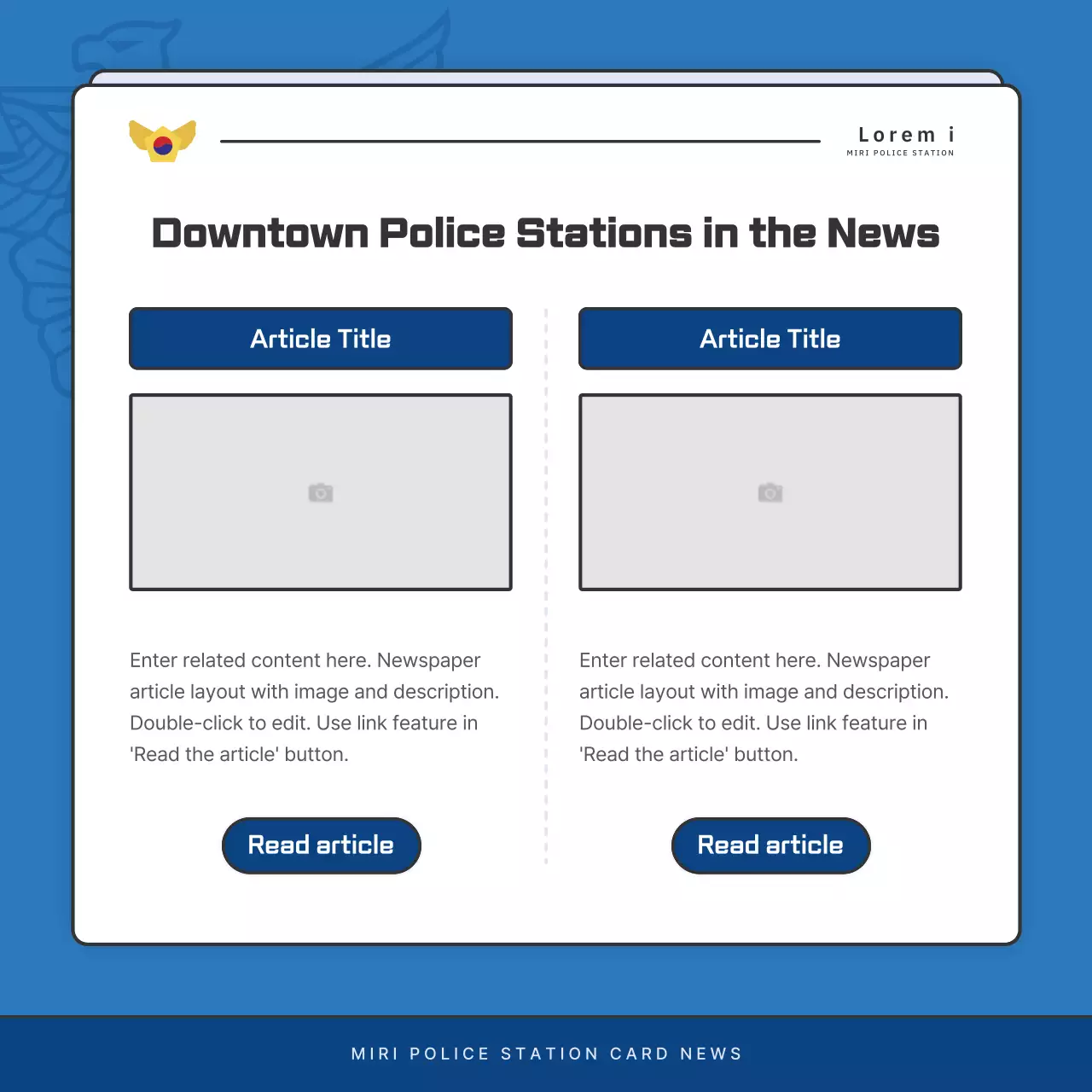 Default police department newsletter postings in blue and navy blue