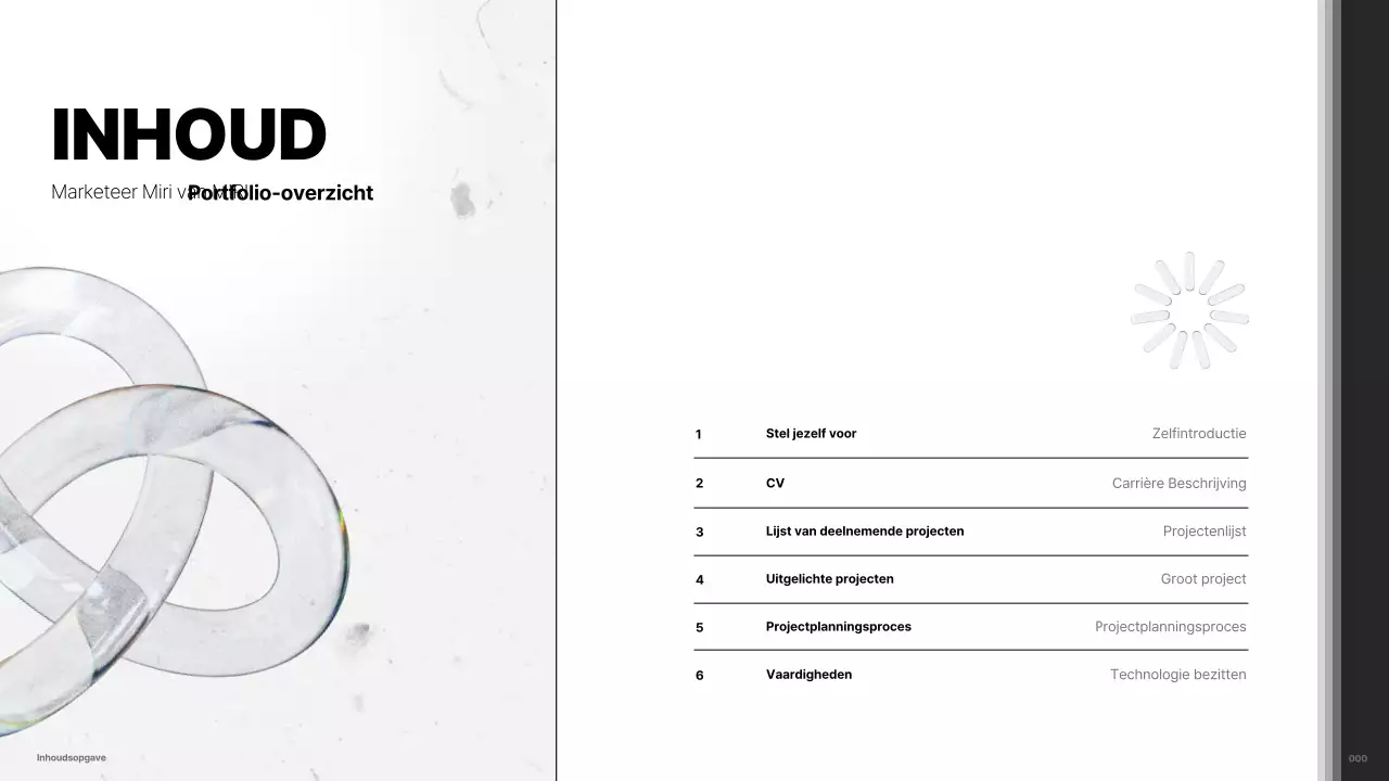 Minimalistische zwart-wit carrière marketeer portfolio