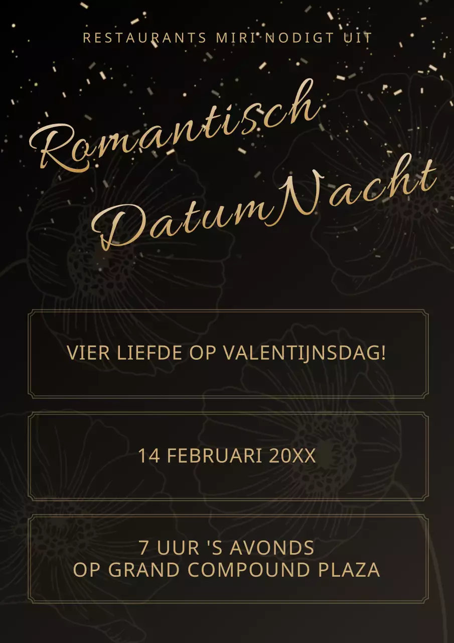 Goud en zwart Elegante Valentijnsavond Publiciteit
