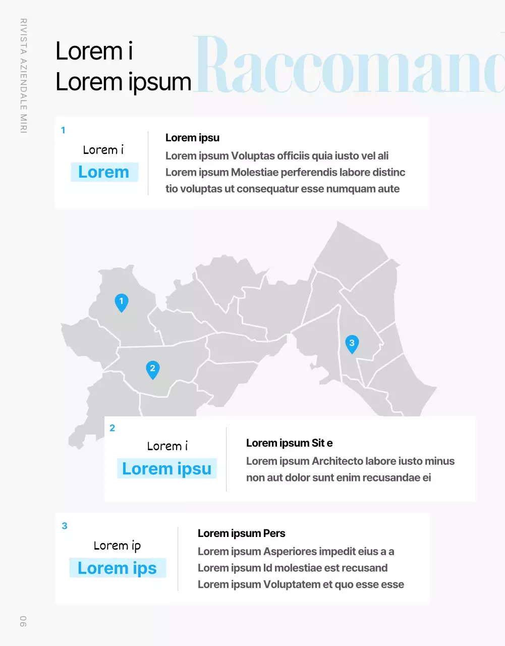 Moderna rivista aziendale in azzurro e bianco