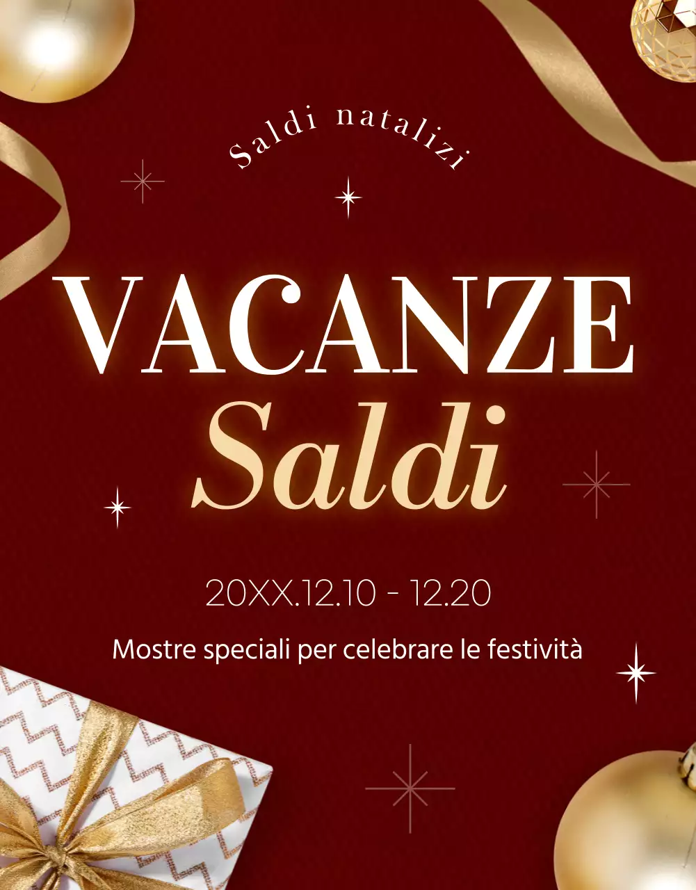 Promuovere una vendita natalizia di lusso in rosso e giallo