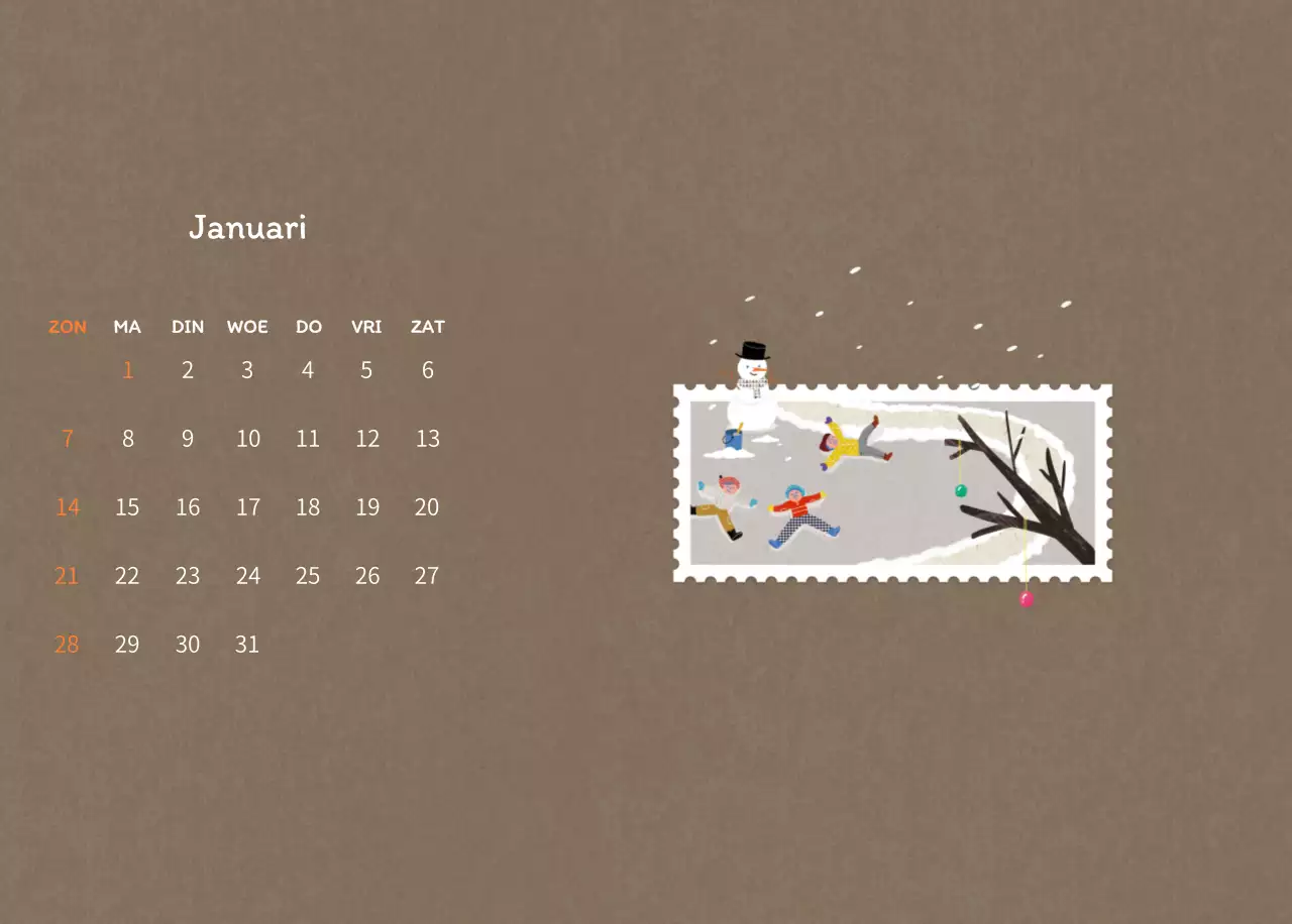 Stempelillustraties met een warm concept