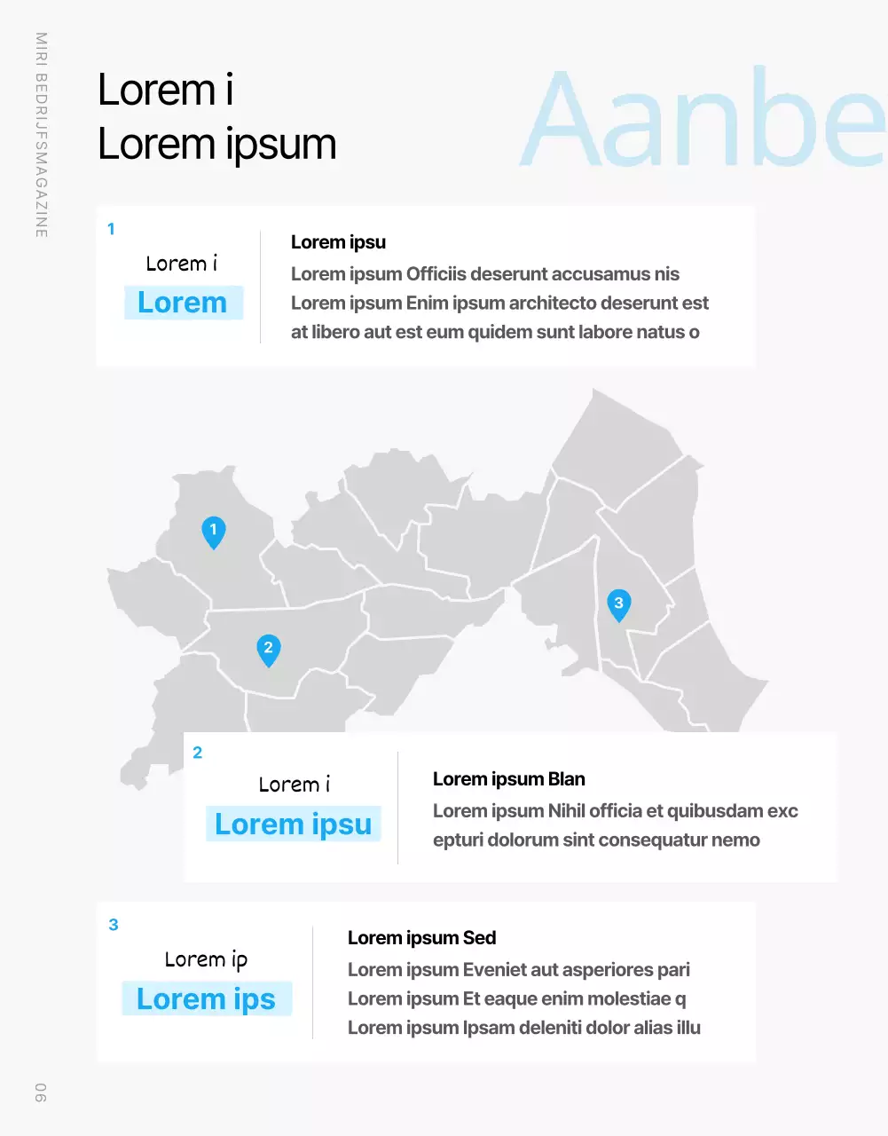 Modern bedrijfsmagazine in lichtblauw en wit