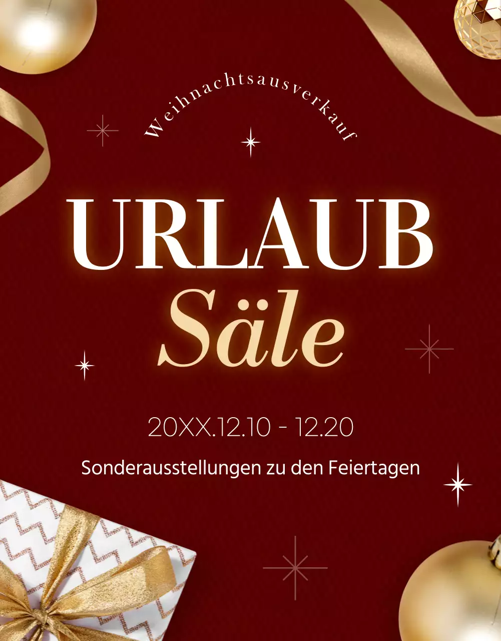 Werben Sie für ein luxuriöses Weihnachtsgeschäft in Rot und Gelb