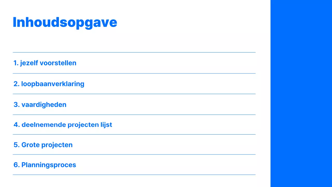 Eenvoudige carrière portfolio met blauwe achtergrond