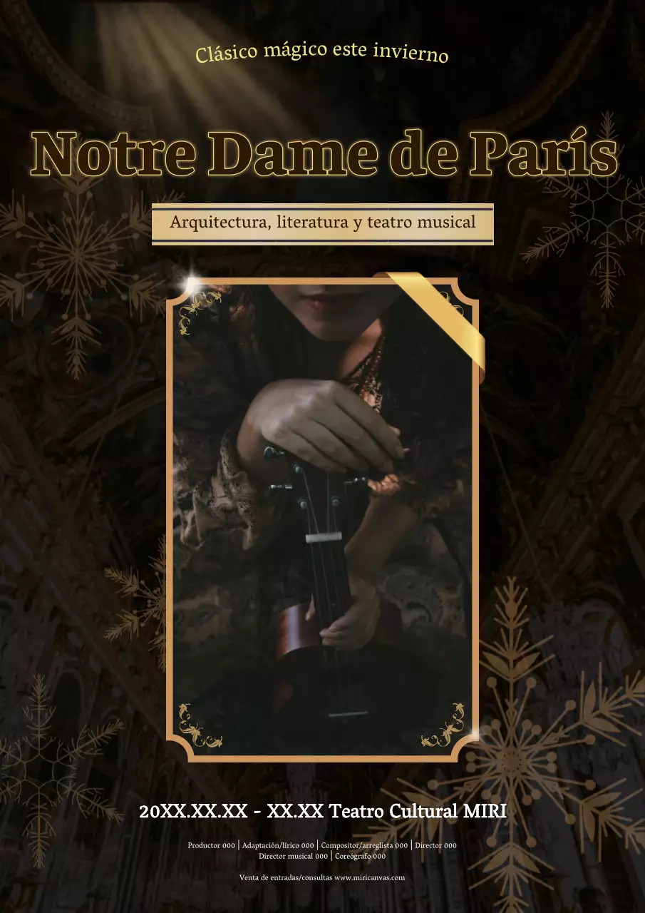 Promover espectáculos de teatro musical de inspiración medieval en negro y amarillo