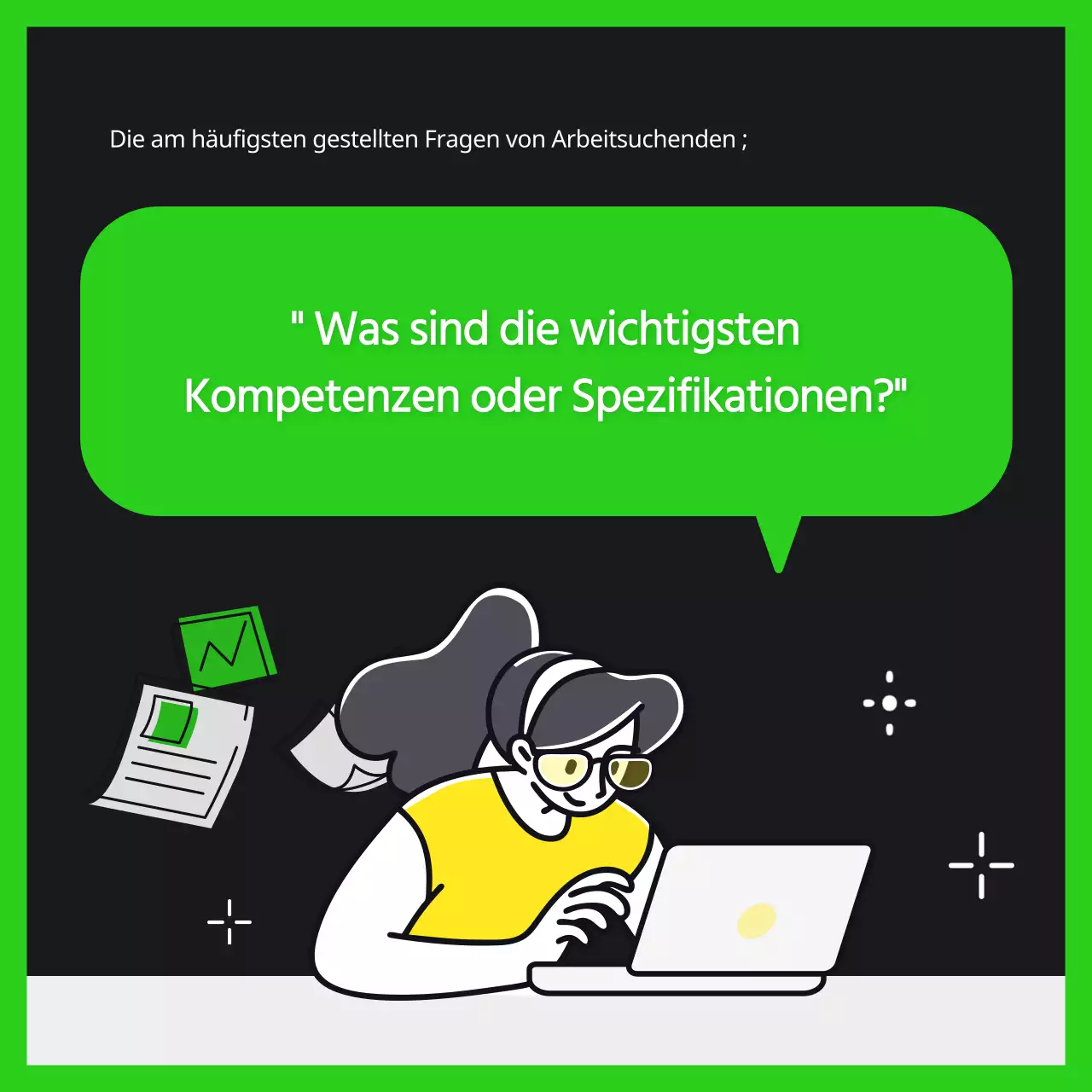 Informationen zum Vorstellungsgespräch im trendigen Stil von Lindgrün und Schwarz