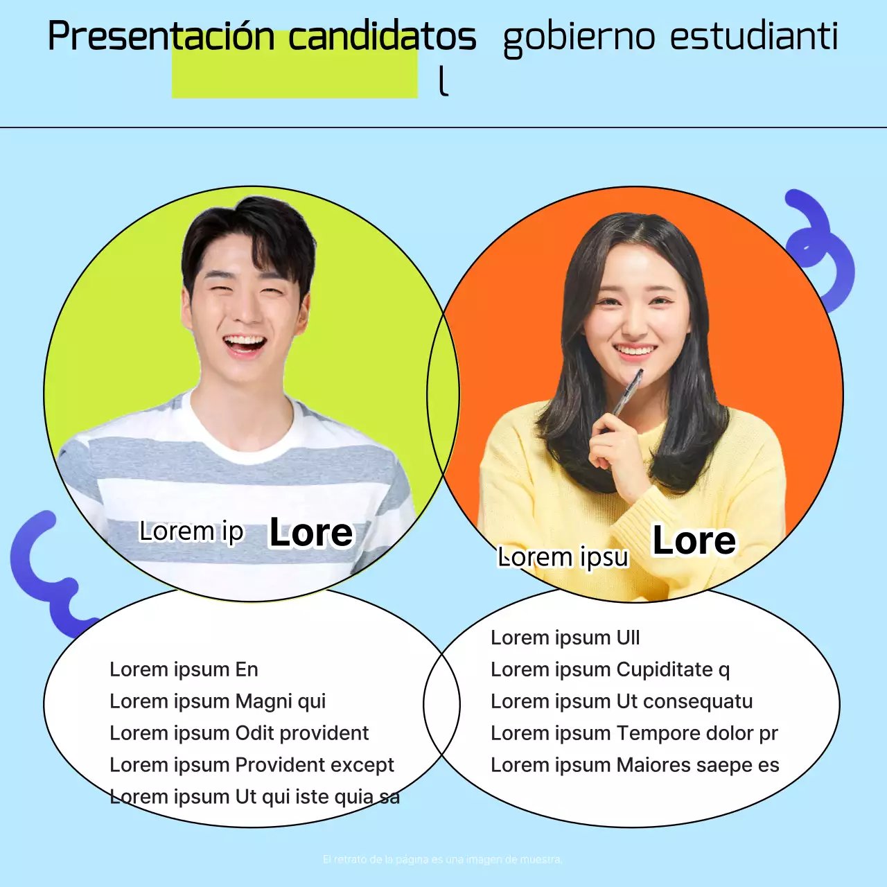 Promover una colección kitsch de prendas celestes y naranjas